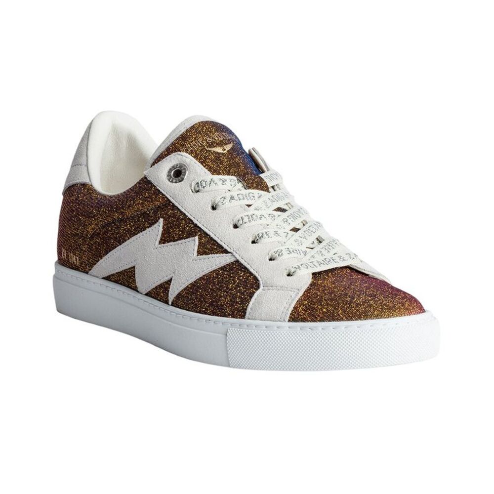 Zadig & Voltaire La Flash Sparkle Leather Sneaker, Gold